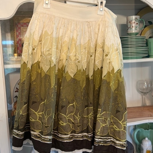 Alfani Cream and Brown A-Line Skirt - Picture 1 of 4